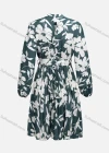 Wholesale Women's Casual Mock Neck Long Sleeve Pleated Floral Print Dress With Belt 7635# - Liuhuamall