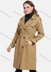 Wholesale Women's Casual Lapel Double Breasted Mid Length Trench Coat With Belt - Liuhuamall