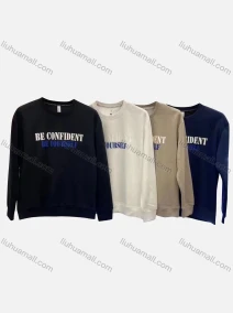 Wholesale Men's Casual Letter Print Round Neck Long Sleeve Sweatshirt, LIUHUA CLOTHING WHOLESALE