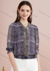 Wholesale Women's Casual Tie Neck Bishop Sleeve Plaid Print Chiffon Top - Liuhuamall