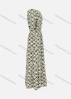 Wholesale Women's Casual Allover Print Shirred Off Shoulder Half Sleeve Ruffle Hem Maxi Dress Y0092# - Liuhuamall