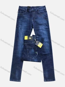 Wholesale Men's Casual Distressed Button Zipper Pockets Labelled Embroidered Letter Plain Jean, LIUHUA CLOTHING WHOLESALE