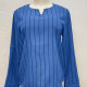 Women's Casual Notched Neck Long Sleeve Striped Curved Hem Blouse 4# Clothing Wholesale Market -LIUHUA