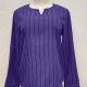 Women's Casual Notched Neck Long Sleeve Striped Curved Hem Blouse 13# Clothing Wholesale Market -LIUHUA