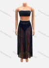 Wholesale Women's Sexy Chest Top & See Through Cover Up Pleated Skirts 2 Piece Set FD3243A# - Liuhuamall