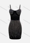 Wholesale Women's Fashion Allover Rhinestone Print Bodycon Spaghetti Strap Short Dress FD3117# - Liuhuamall