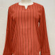 Women's Casual Notched Neck Long Sleeve Striped Curved Hem Blouse 18# Clothing Wholesale Market -LIUHUA