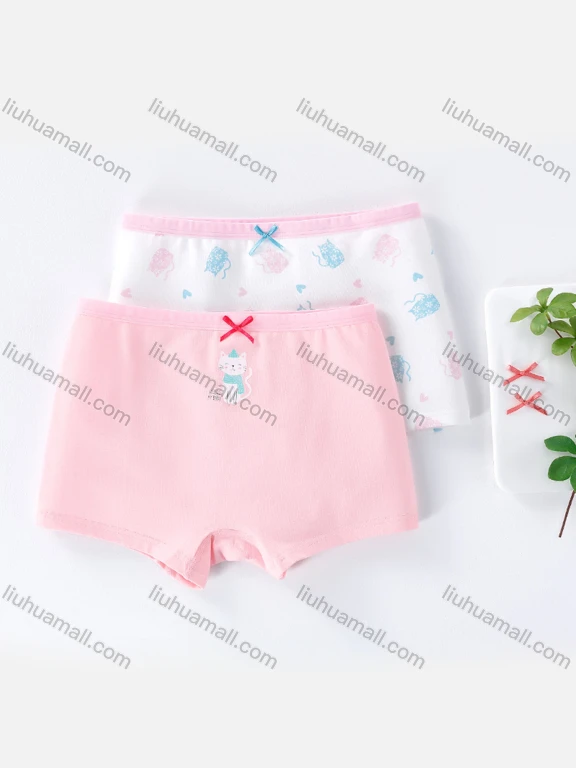 Wholesale Girls Assorted Colors Lovely Graphic Underwear Boxer Panties (2 Pieces of Pack) GD201#