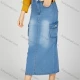 Wholesale Women's Elegant Plain Wash Flap Pockets Split Hem High Waist Denim Maxi Skirt Blue Clothing Wholesale Market Liuhua