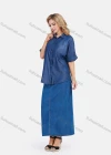 Wholesale Women's High Waist Button Straight Maxi Denim Skirt - Liuhuamall