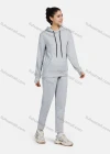 Wholesale Women's Active Hooded Drawstring Long Sleeve Kangaroo Pocket Plain Hoodies & Pants 2-Piece Set 2219# - Liuhuamall