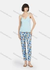 Wholesale Women's Milk Silk Plain Ruched Cami Tops & Floral Print Pants 2 Piece Lounge Pajamas Set A12# - Liuhuamall