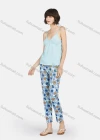 Wholesale Women's Milk Silk Plain Ruched Cami Tops & Floral Print Pants 2 Piece Lounge Pajamas Set A12# - Liuhuamall