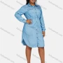 Wholesale Women's Casual Shirt Collar Long Sleeve Button Down Shirt Dress With Belt 192# preview
