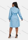 Wholesale Women's Casual Shirt Collar Long Sleeve Button Down Shirt Dress With Belt 192# - Liuhuamall