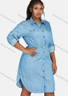 Wholesale Women's Casual Shirt Collar Long Sleeve Button Down Shirt Dress With Belt 192# - Liuhuamall