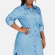 Women's Casual Shirt Collar Long Sleeve Button Down Shirt Dress With Belt 192# Blue Clothing Wholesale Market -LIUHUA
