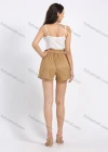 Wholesale Women's Casual High Waist Plain Ribbed Shorts With Belt - Liuhuamall