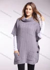 Wholesale Women's Turtleneck Button Side Plain Dual Pockets Pullover Sweater - Liuhuamall