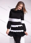 Wholesale Women's Casual High Neck Long Sleeve Stiching Color Sweater Short Dress - Liuhuamall