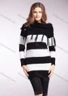 Wholesale Women's Casual Striped Long Sleeve Mid Length Pullover Sweater - Liuhuamall