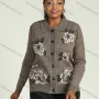 Wholesale Women's Collared Button Front Dual Pockets Floral Casual Knitted Coat preview