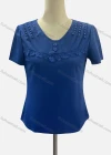 Wholesale Women's Casual V Neck Short Sleeve Beaded Appliques Blouse - Liuhuamall