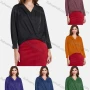 Wholesale Women's Elegant Plain Satin V Neck Long Sleeve Wrap Top preview