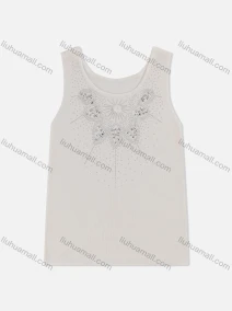 Wholesale Women's Casual Plain Scoop Neck Rhinestone Metal Decor Beaded Tank Top 133A18A#, LIUHUA CLOTHING WHOLESALE