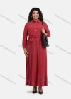 Wholesale Women's Plain Casual Button Front Long Sleeve Pleated Maxi Shirt Dress With Belt - Liuhuamall
