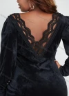 Wholesale Women's Fashion Velvet V Neck Backless Bodycon Mini Cocktail Dress - Liuhuamall