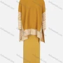 Wholesale Women's Casual Long Sleeve Stand Collar Striped Print Cape & Plain Maxi Skirt 2 Piece Set preview