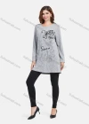 Wholesale Women's Casual Round Neck Rhinestone Letter Print Long Sleeve Rib Knit Tunic - Liuhuamall