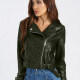 Women's PU Leather Zipper Buckle Belted Long Sleeve Motorcycle Crop Jacket 8# Clothing Wholesale Market -LIUHUA