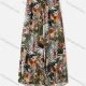 Wholesale Women's Casual Allover Leaf Floral Print Elastic Waist A-line Midi Skirts Army Green Clothing Wholesale Market Liuhua
