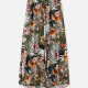 Women's Casual Allover Leaf Floral Print Elastic Waist A-line Midi Skirts Army Green Clothing Wholesale Market -LIUHUA
