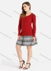 Wholesale Women's Plain Rib-knit Round Neck Long Sleeve Slim Fit Knit Top - Liuhuamall