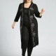 Women's Plus Size Casual 3/4 Sleeve Open Front Embroidery Cardigan Black Clothing Wholesale Market -LIUHUA