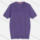 Wholesale Women's Round Neck Short Sleeve Plain Button Down Cardigan 9068# Purple Clothing Wholesale Market Liuhua