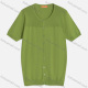 Wholesale Women's Round Neck Short Sleeve Plain Button Down Cardigan 9068# Green Clothing Wholesale Market Liuhua