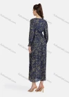 Wholesale Women's Casual Bishop Sleeve Bronzed Print Wrap Tie Front Chiffon Dress - Liuhuamall