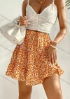 Wholesale Women's Casual Drawstring Floral Ruffle Trim Layered Short Skirt AY249# - Liuhuamall
