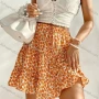 Wholesale Women's Casual Drawstring Floral Ruffle Trim Layered Short Skirt AY249# preview