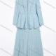 Wholesale Women's Elegant Beaded Tweed Jacket and Pleated Skirt Two-Piece Set #2527-1 Sky Blue Clothing Wholesale Market Liuhua