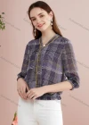 Wholesale Women's Casual Tie Neck Bishop Sleeve Plaid Print Chiffon Top - Liuhuamall