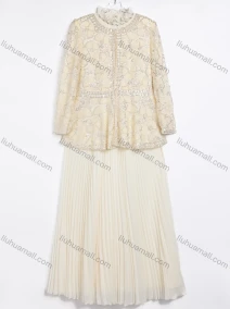 Wholesale Women's Elegant Sequined Tweed Jacket and Pleated Skirt Two-Piece Set #2527-2, LIUHUA CLOTHING WHOLESALE