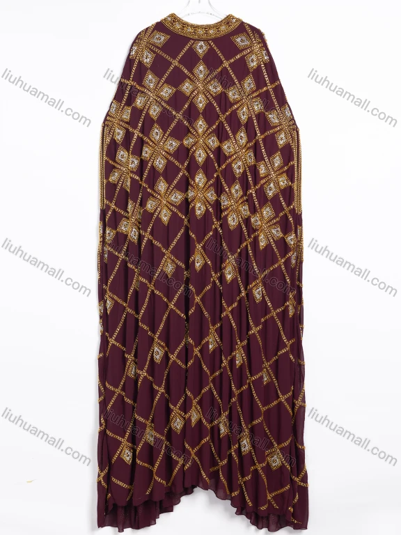 Wholesale Women's Elegant Beaded Sequin Evening Dress and Feather Bolero Two-Piece Set #CJ255
