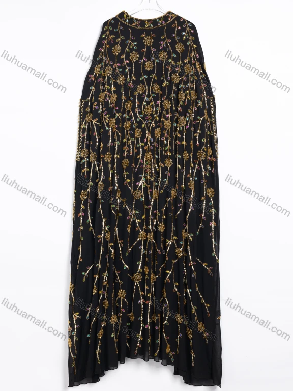 Wholesale Women's Elegant Beaded Floral Embroidered Evening Gown Two-Piece Set #CJ235