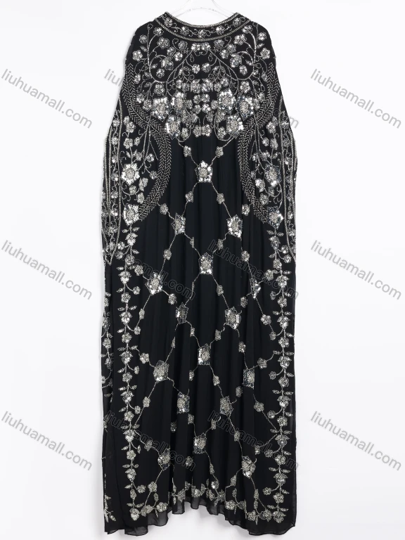 Wholesale Women's Elegant Beaded Floral Embroidered Evening Gown Two-Piece Set #CJ139