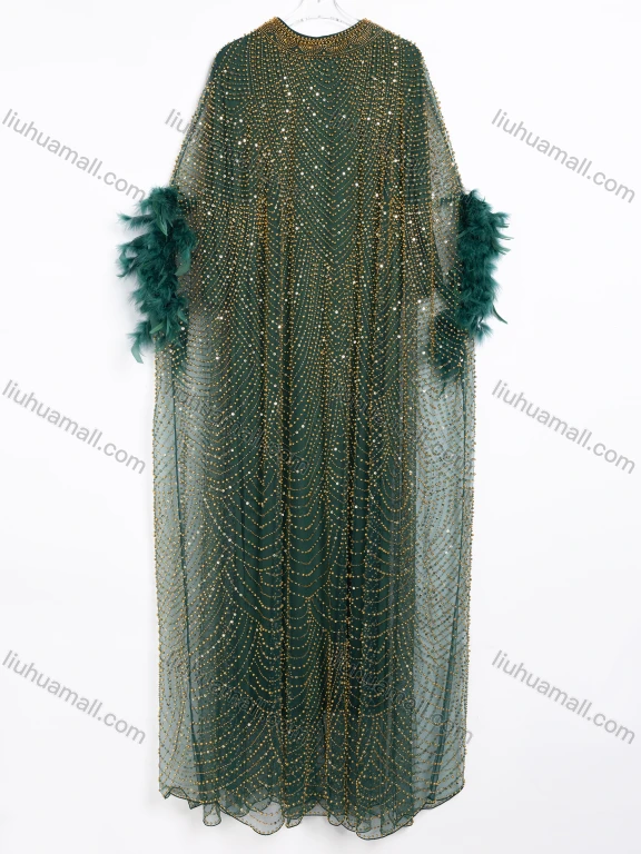 Wholesale Women's Elegant Beaded Floral Embroidered Evening Gown Two-Piece Set #CJ148